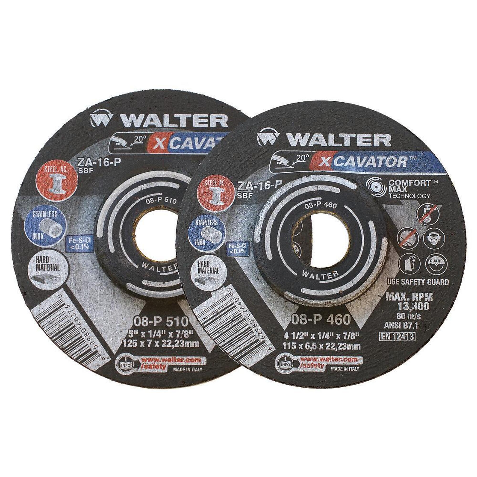 Walter XCAVATOR Angle Grinder Grinding Wheels — 6in. x 1/4in. x 7/8in., Type 27, Comfort Max Technology, 25 Pk., Model# 08P600